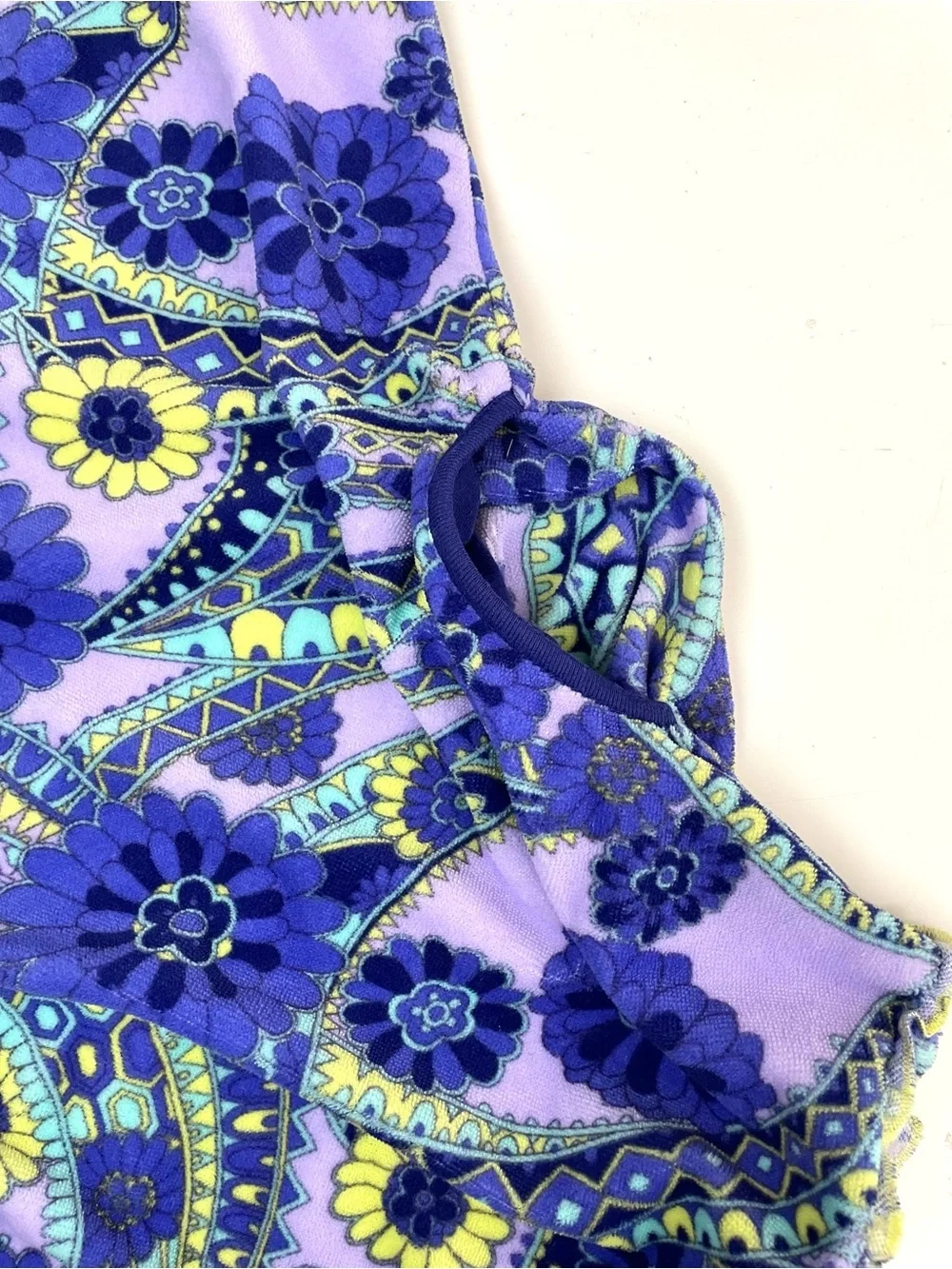 Betsey Johnson Paisley Terry Cloth Hooded Swim Cover Up Dress